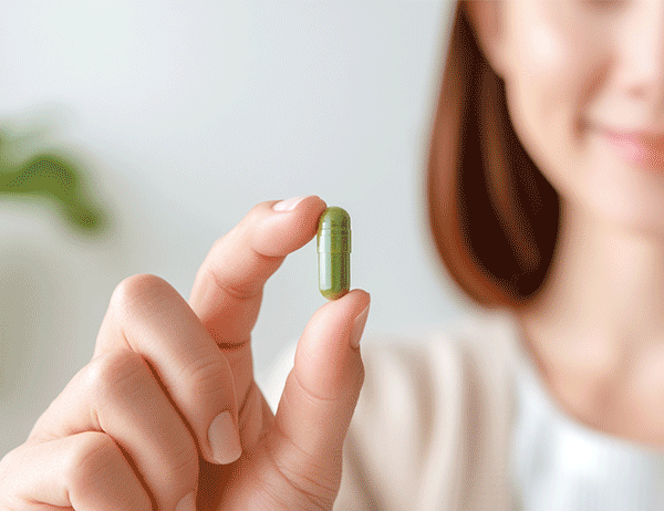 Women holding capsule Women holding capsule